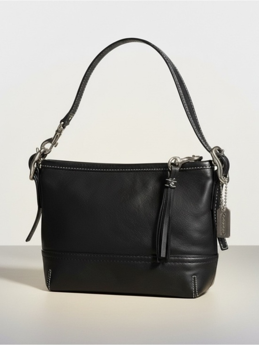 Coach Soho Black Leather Mini Hobo Shoulder Bag Y2K Zip Top